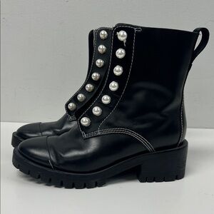 3.1 Phillip Lim Black Pearl-Embellished Combat Boots